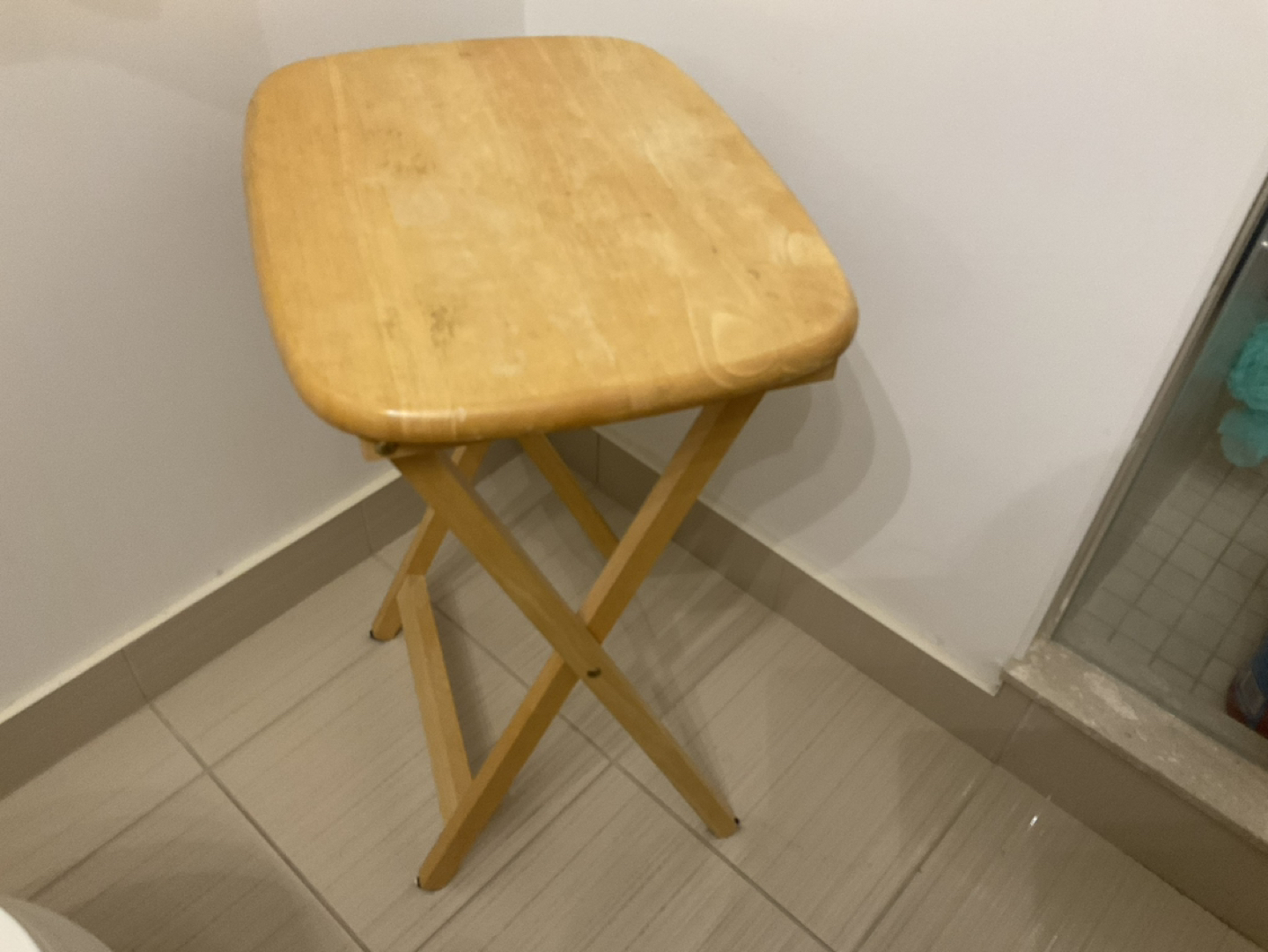 Folding small wood table thumbnail