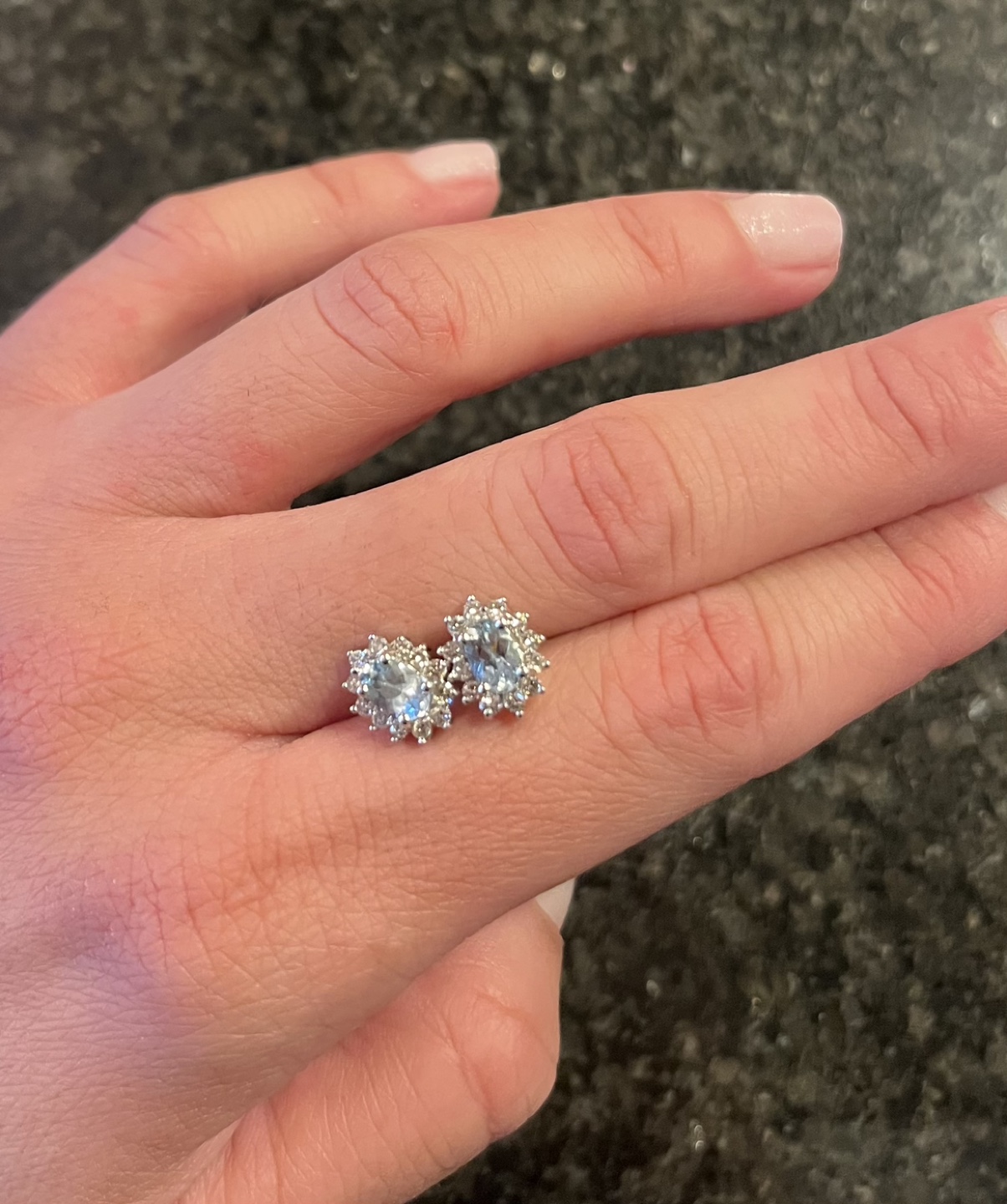 Genuine aquamarine and diamond earrings thumbnail