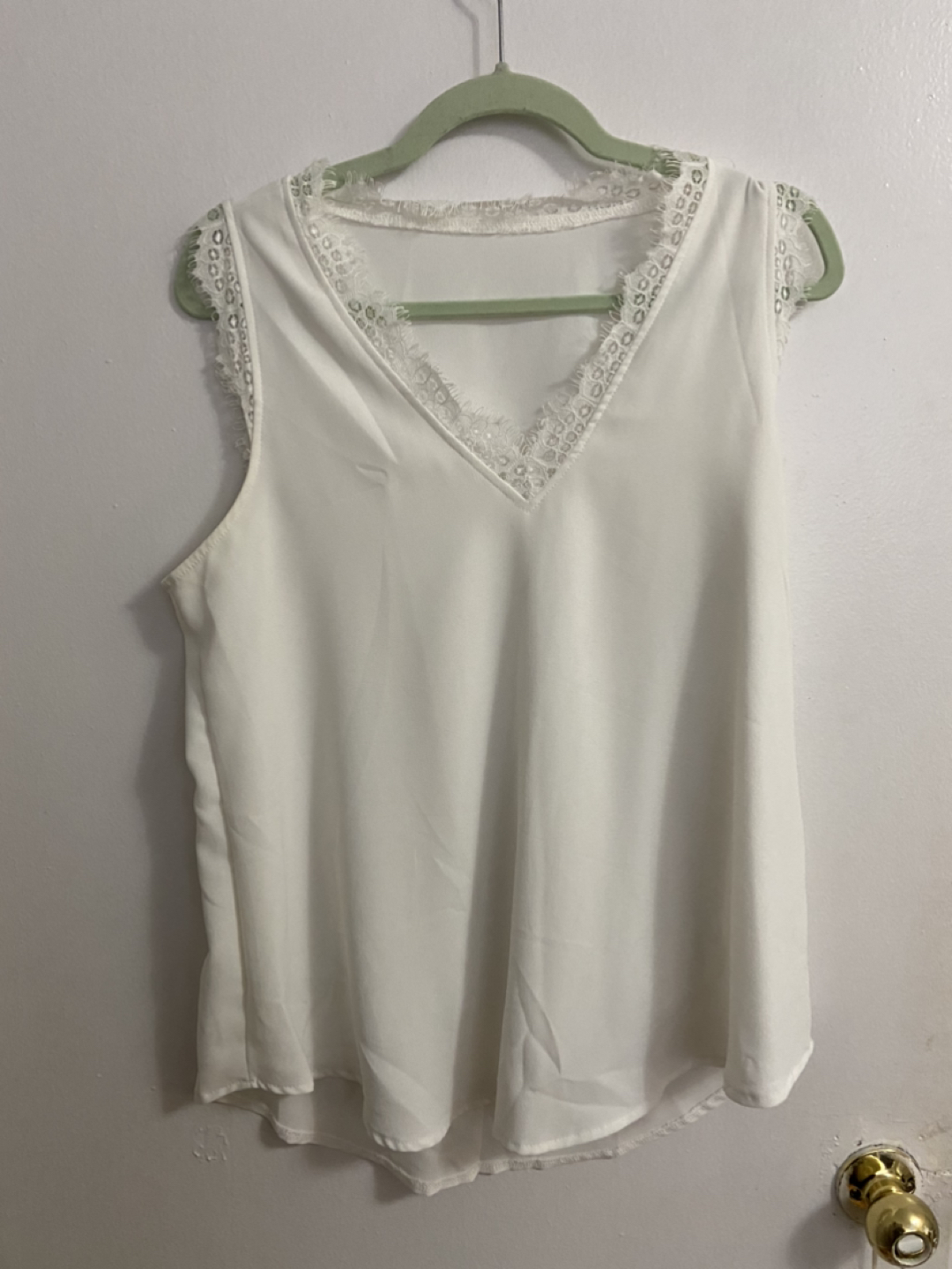 White Lace Detail Tank Top thumbnail