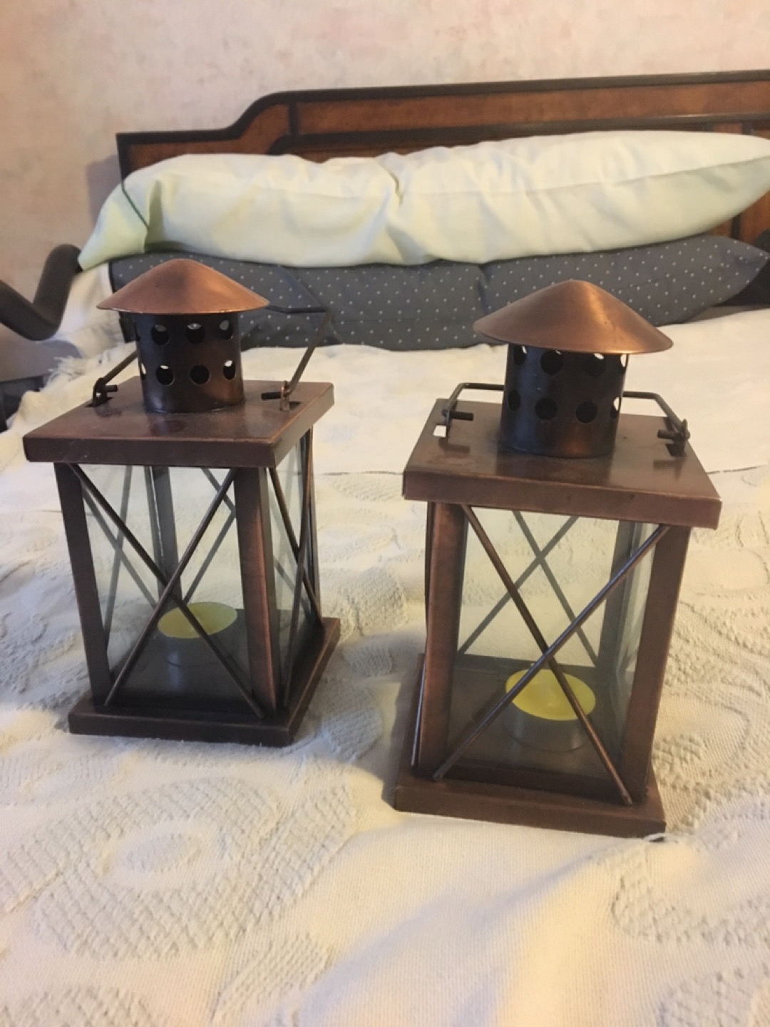 Copper coloured lanterns