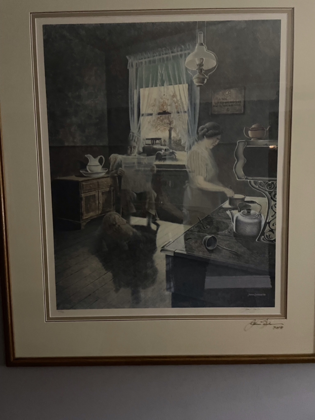 James Lumbers “Country Kitchen” framed, signed, stamped
