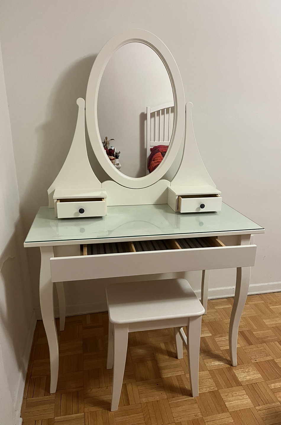 DRESSING TABLE WITH MIRROR and STOOL