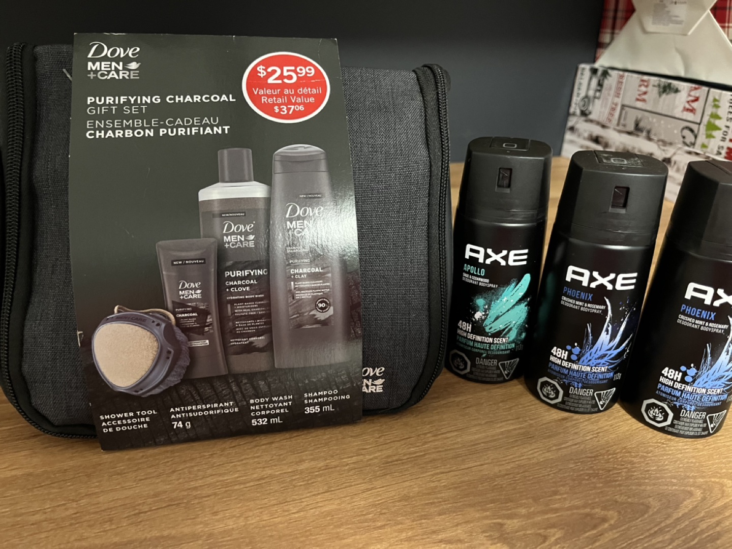 Mens boxed set plus three axe body sprays all new thumbnail