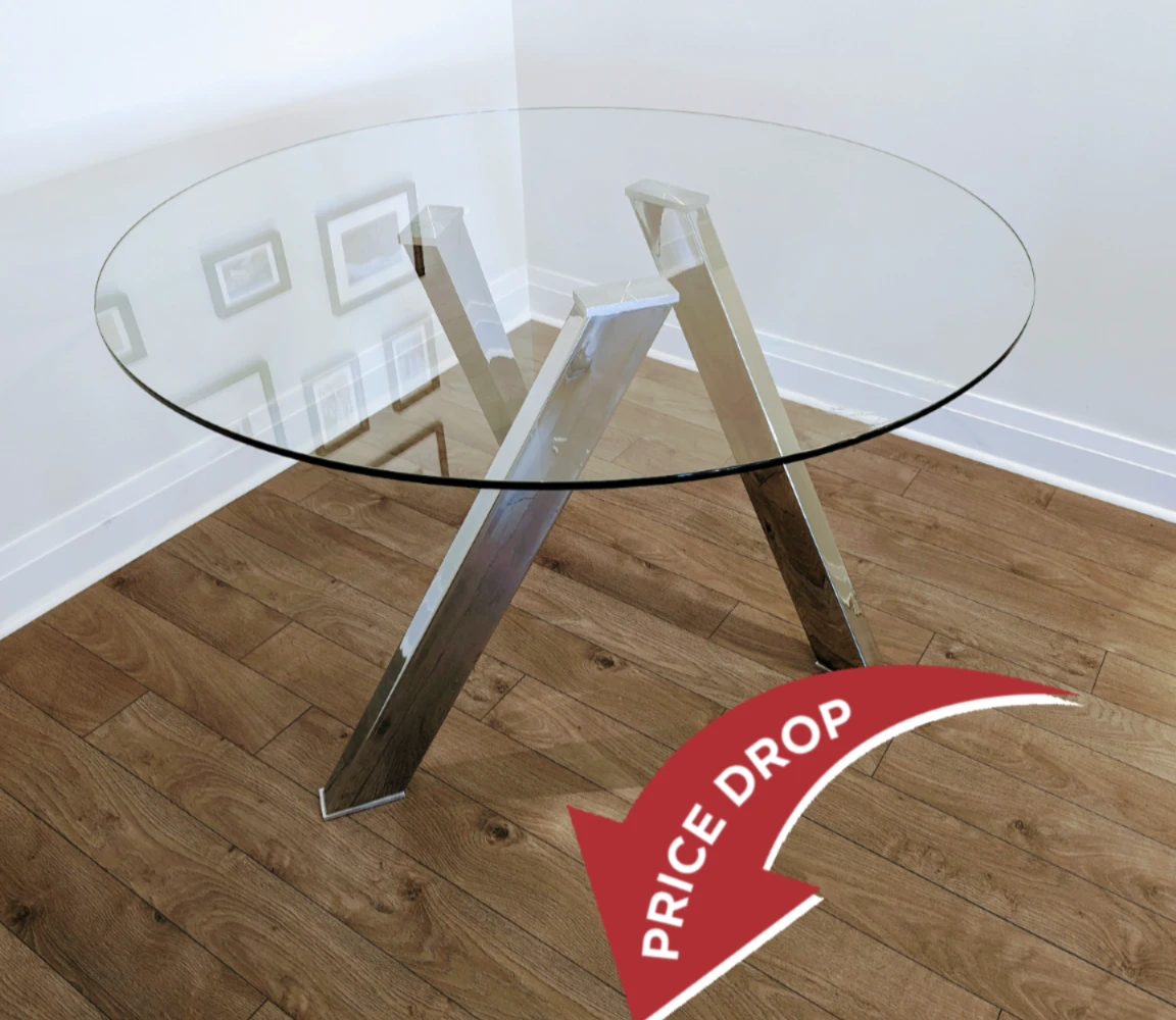 Glass round dining table