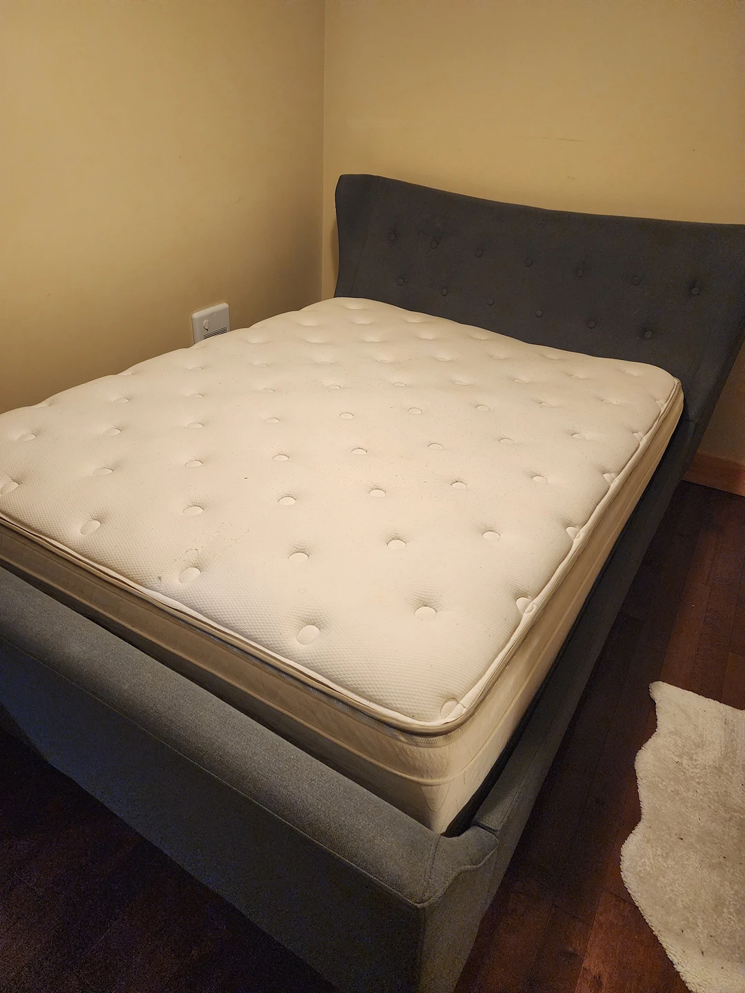 Luxury grey queen bed with four seasons mattress