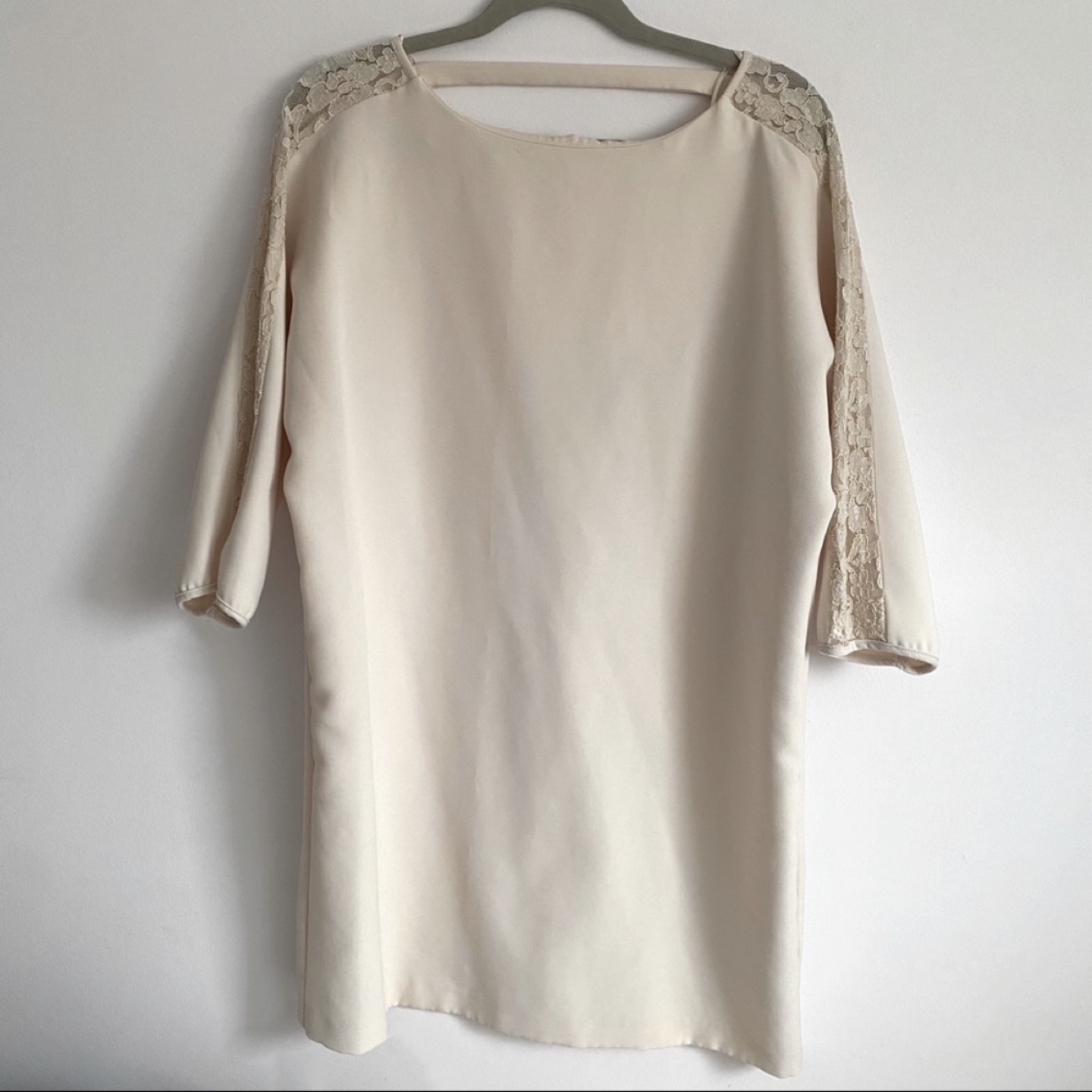 Zara basic lace 3/4 sleeve mini dress with vshape cut at back thumbnail