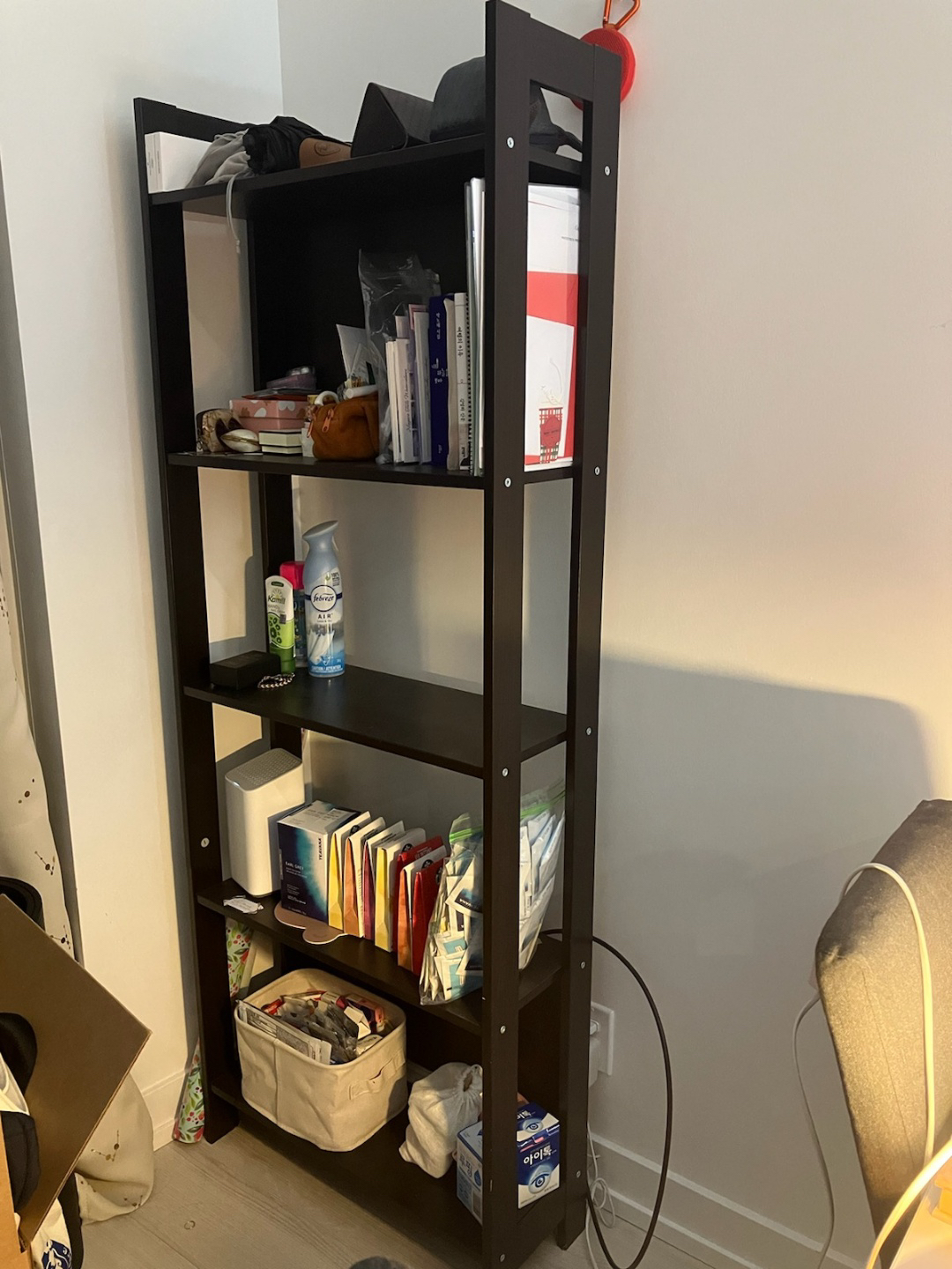 black-brown bookcase