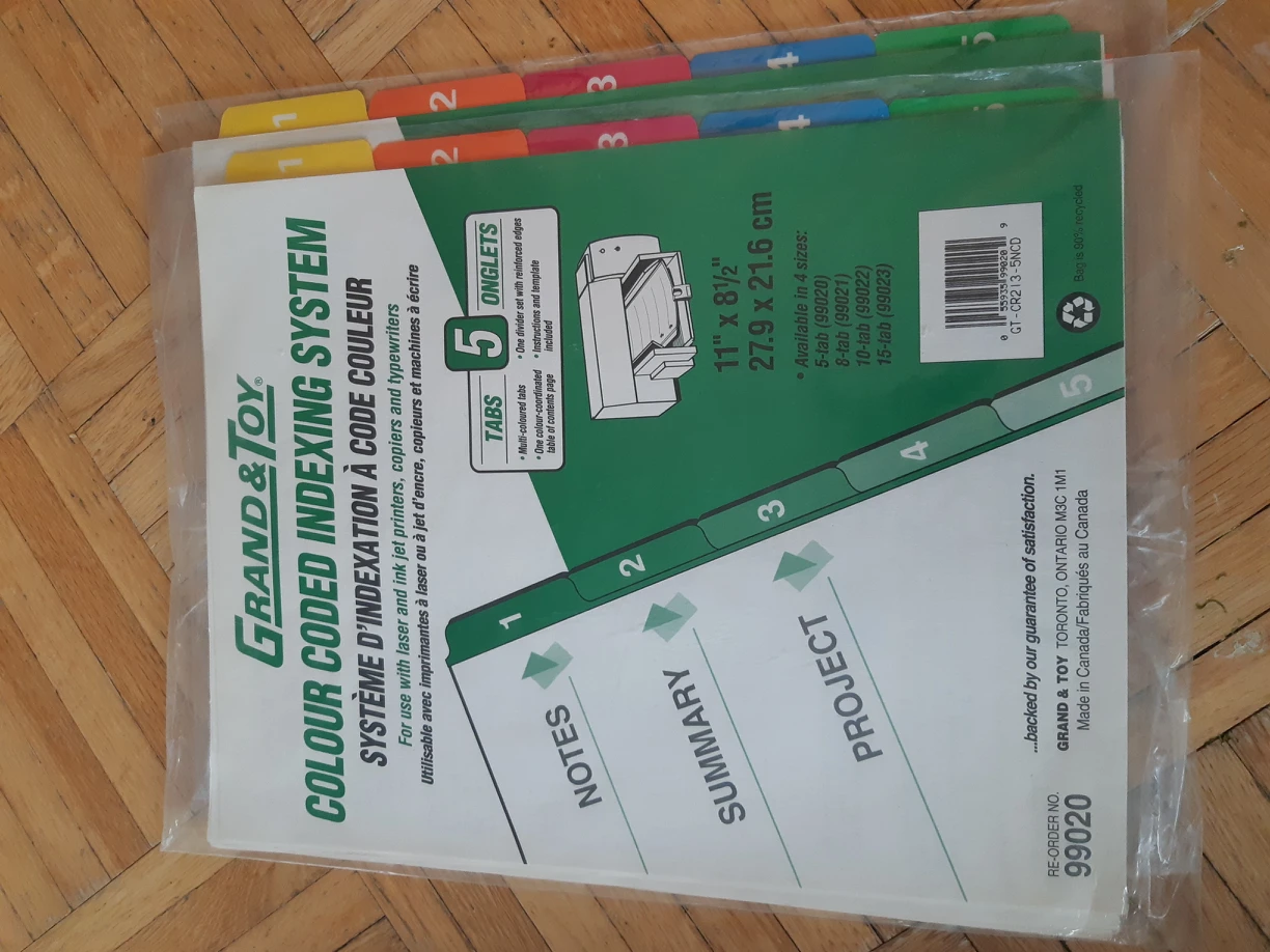 Binder tab sheets