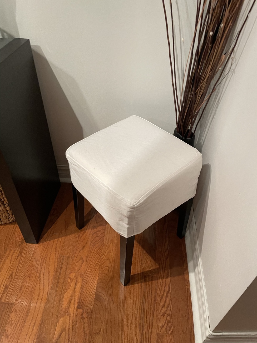 Ikea stool/bench white cover Woden legs thumbnail