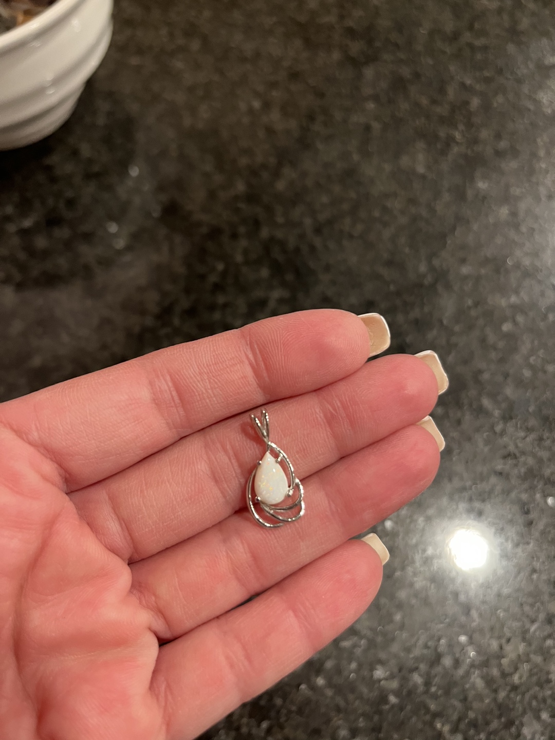 Genuine white opal pendant and earrings set thumbnail