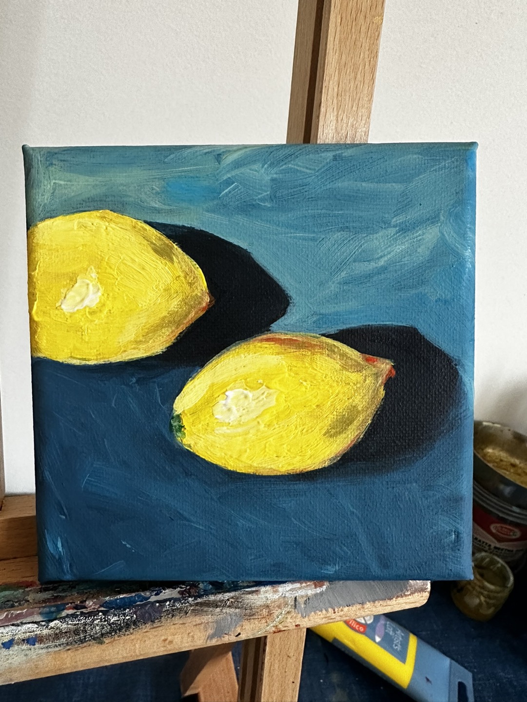 Miniature stretched canvas paintings. 5”x7” and 4”x4”