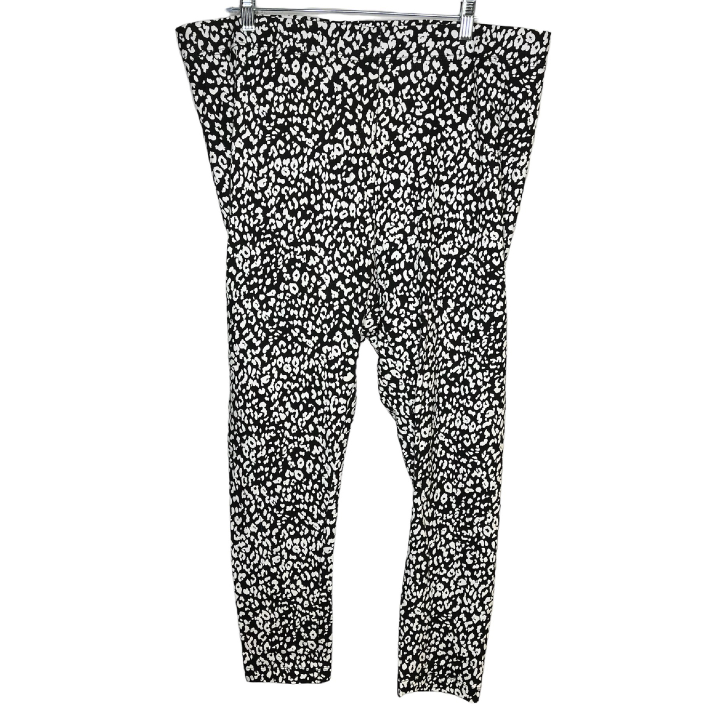 Old Navy 2X Leopard Animal Print Leggings Cotton Black White thumbnail