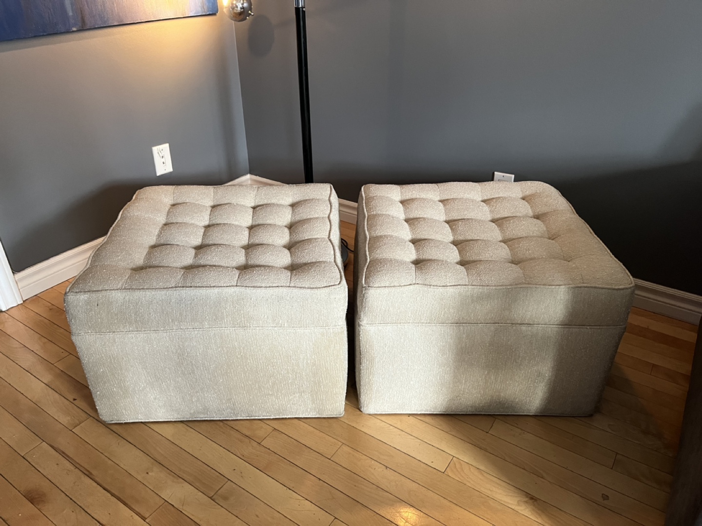 Pair of modular tufted ottoman - 24”x24”x16” thumbnail