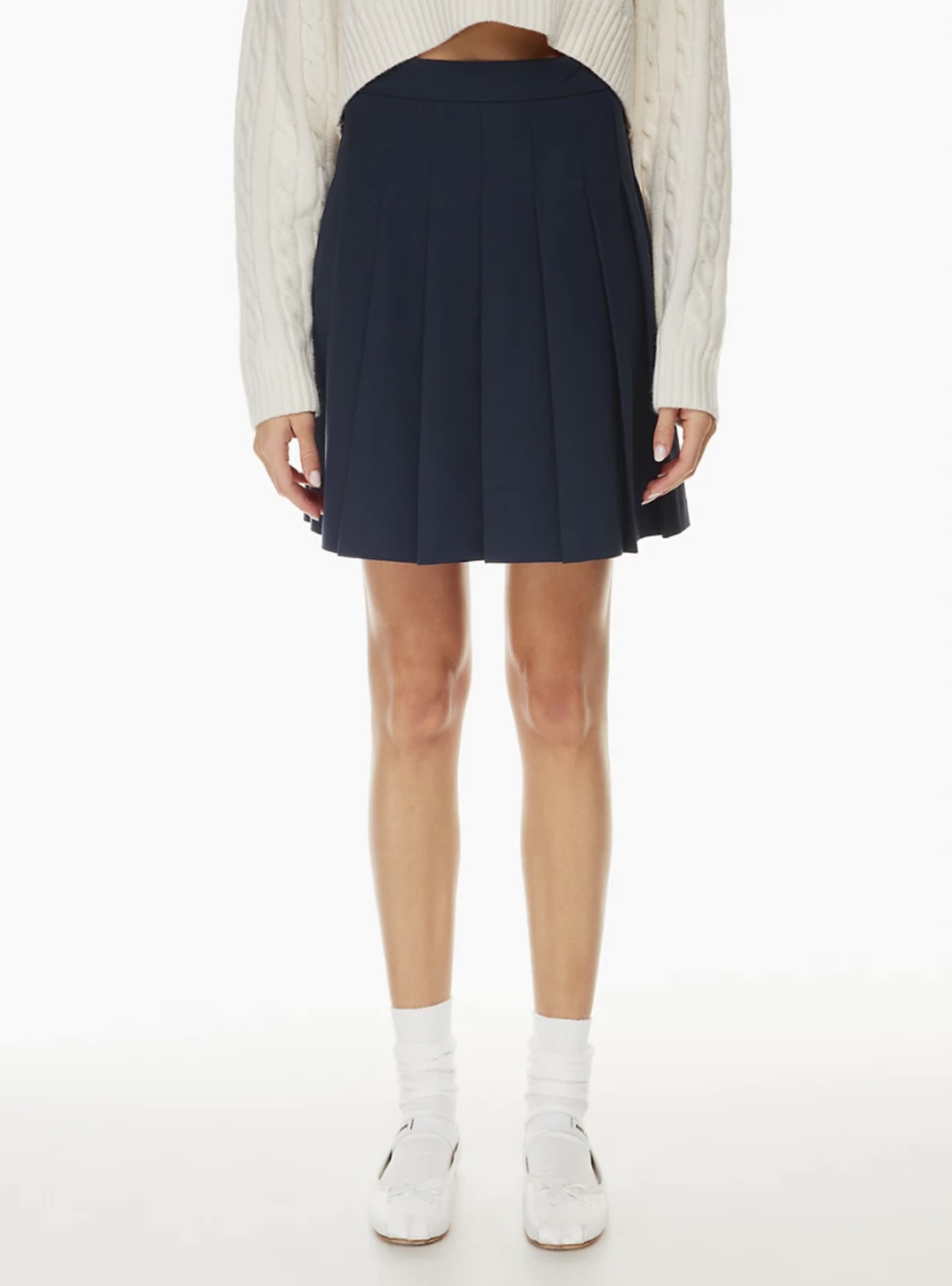 Aritzia Sunday Best Olive Knee Pleated Skirt - Total Eclipse thumbnail