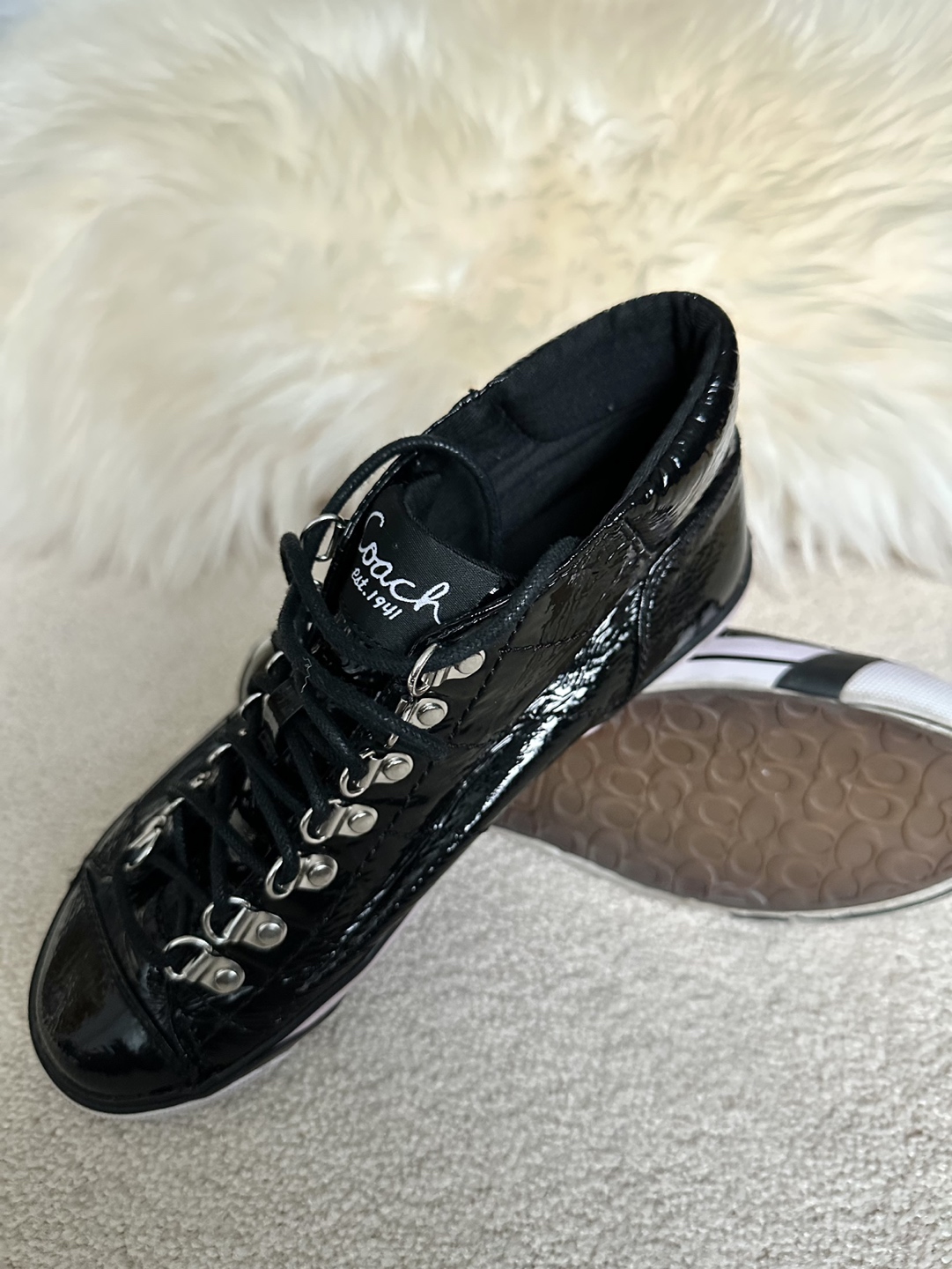 ❤️ Coach Black Laced Up Sneakers - photo 4