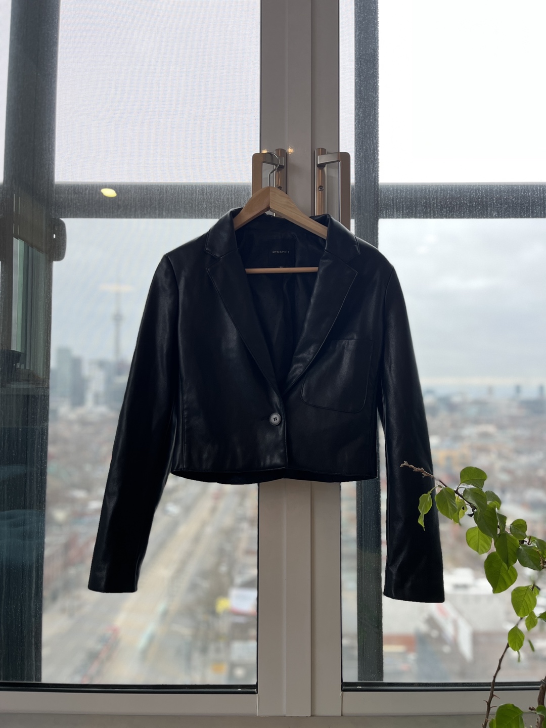 Black Cropped Leather Blazer