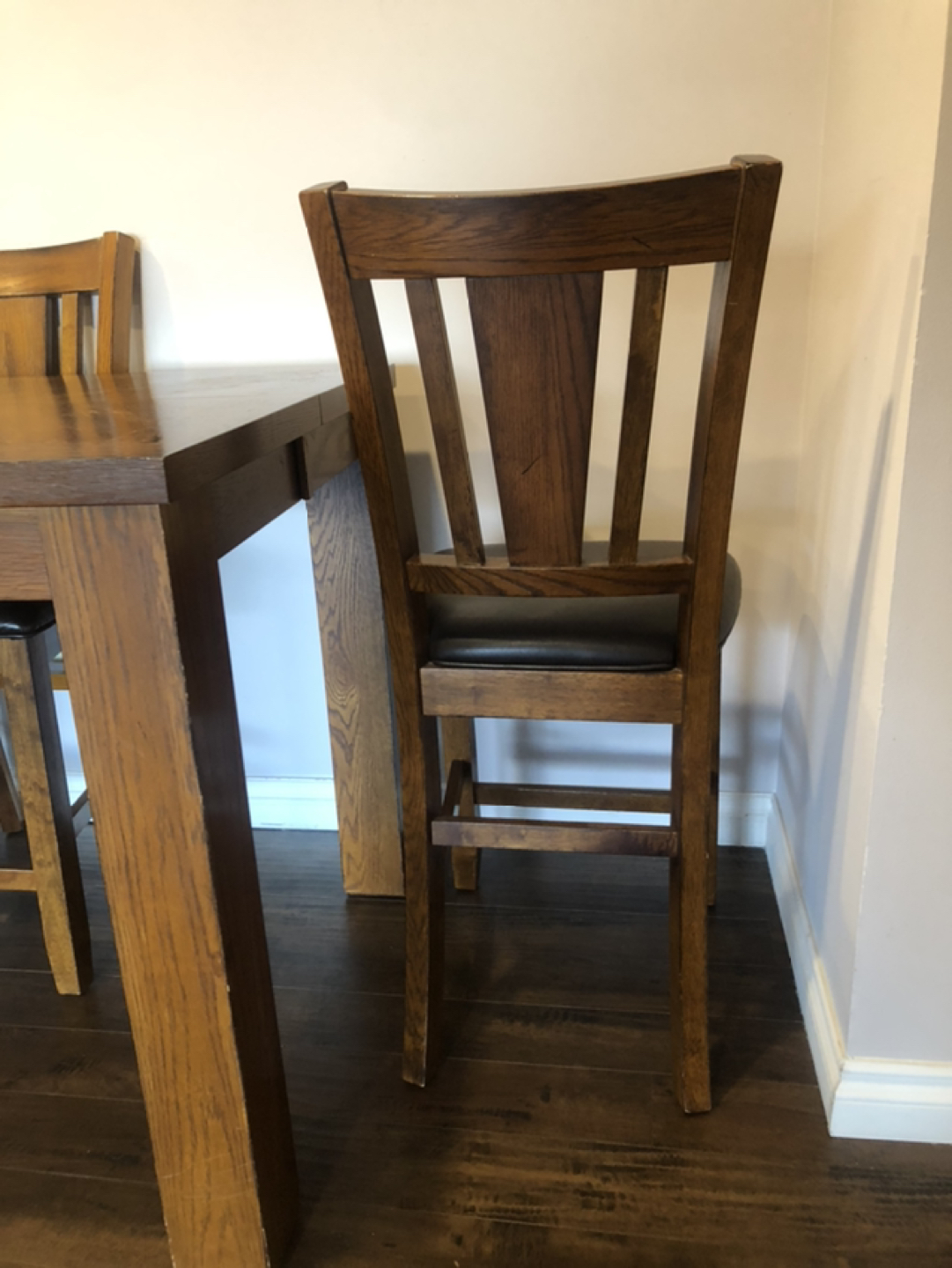 Solid Wood High Top Bar Style table and 4 chairs.  54x36x36 image indicator(4)