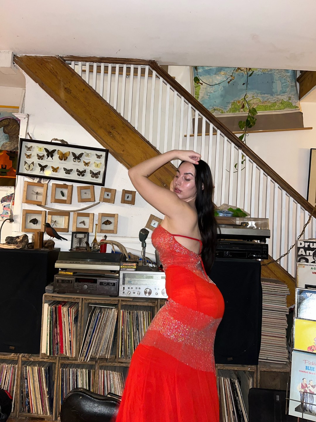 Vintage red ball gown thumbnail