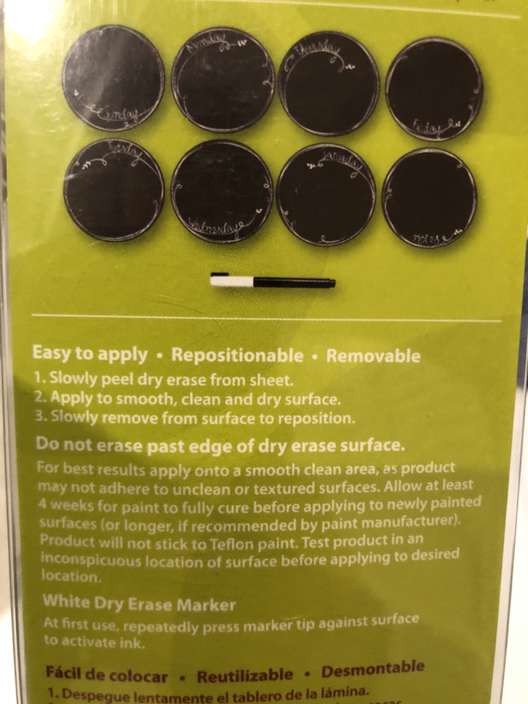 Wall pops-dry erase stickers -8 - 6 inches each image indicator(3)