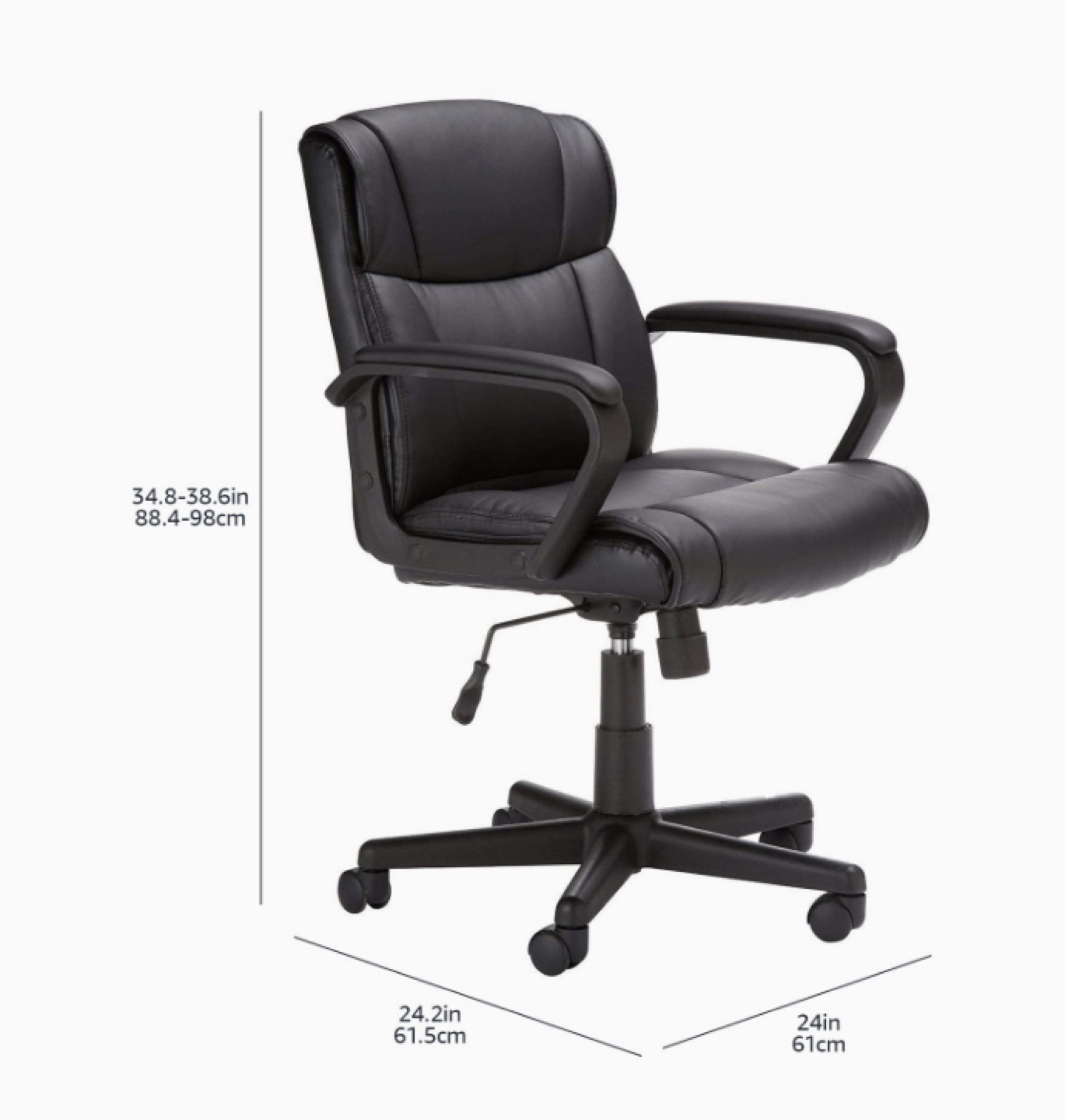 Black leather Mid-back office chair - photo 4