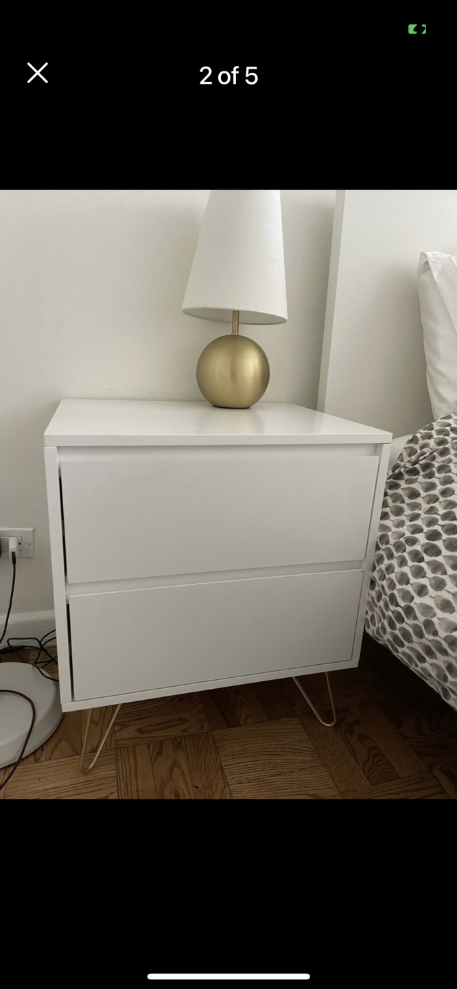 Modern White Nightstands with Gold Legs - photo 3