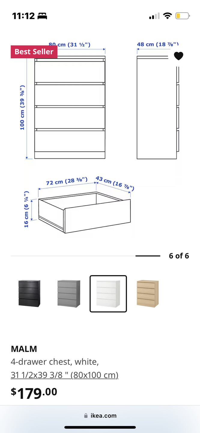 4-drawer chest, white, - photo 3