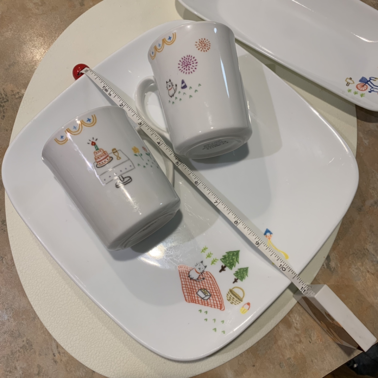 19 pcs Corelle Porcelain Cat design + flower design