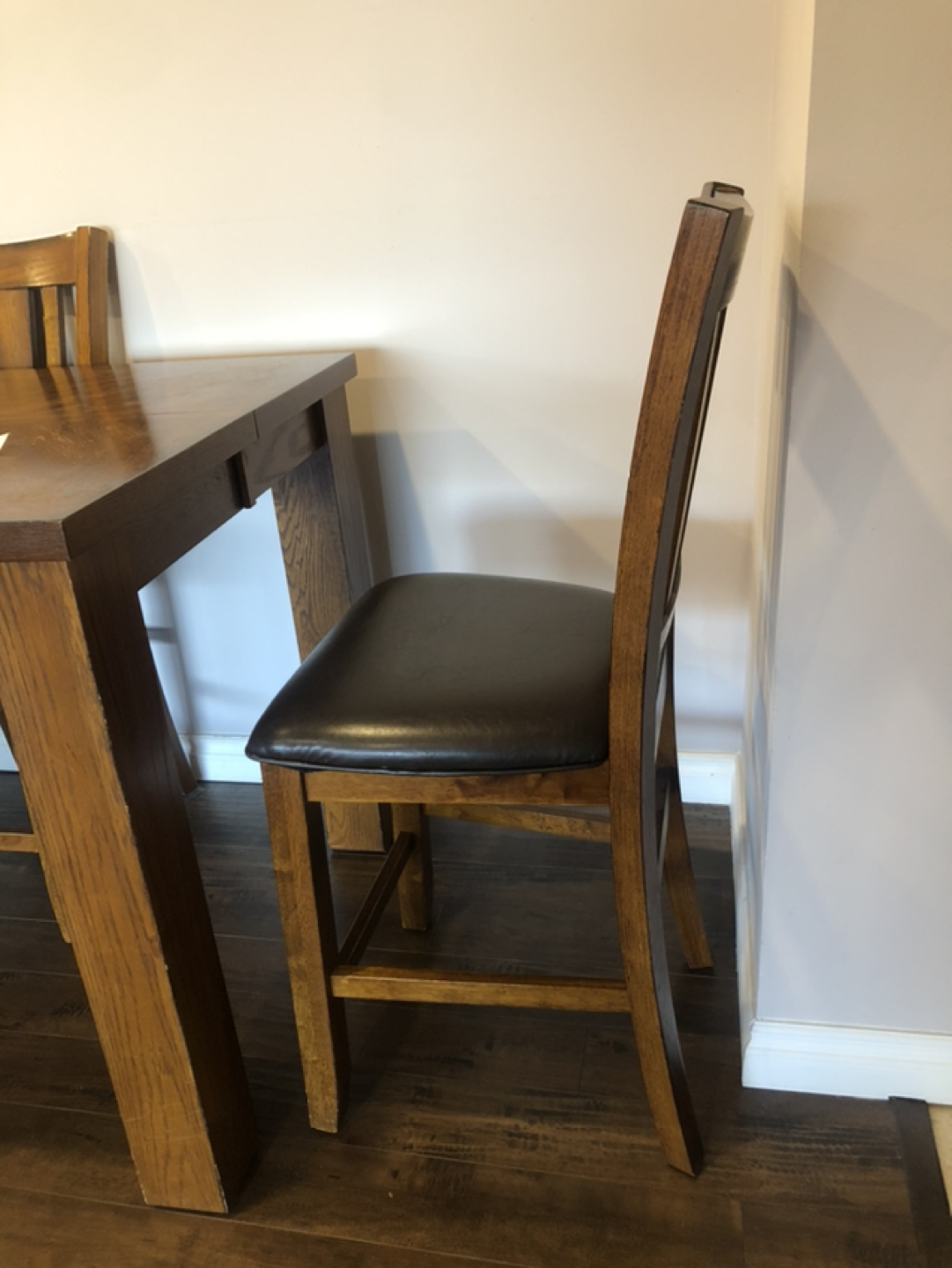 Solid Wood High Top Bar Style table and 4 chairs.  54x36x36 image indicator(3)