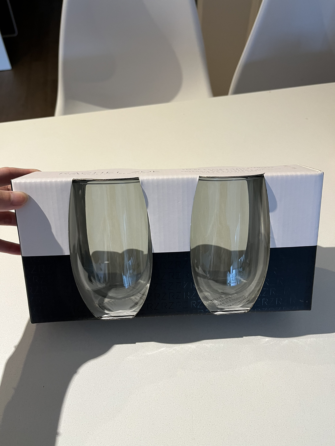 Double stem wine glasses