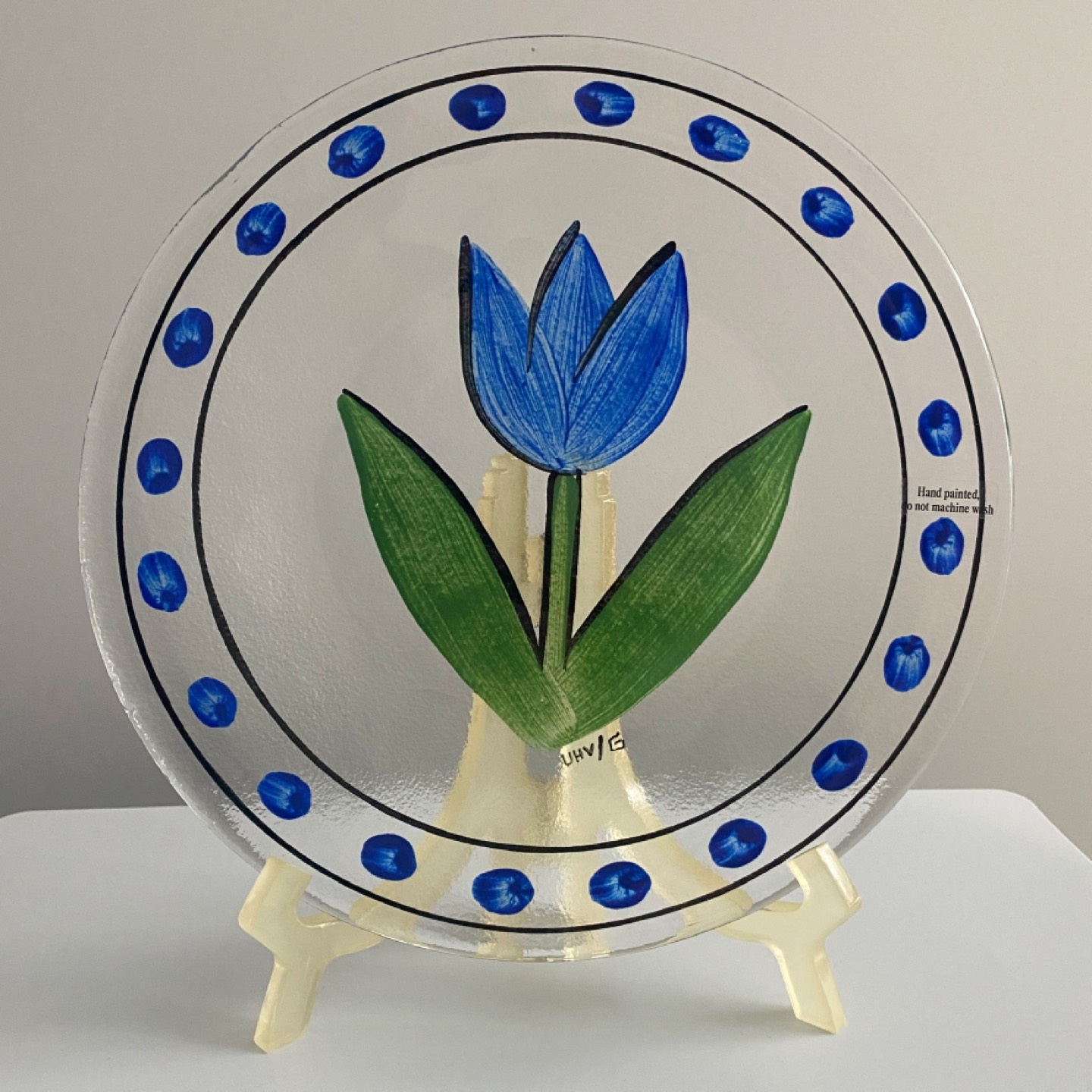 Vintage Swedish Art Glass Painted Plate thumbnail