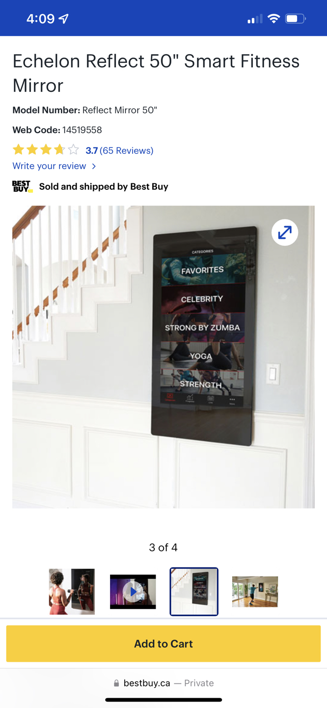 Echelon Reflect Touch 50” Smart Workout Mirror + TV stand image indicator(4)