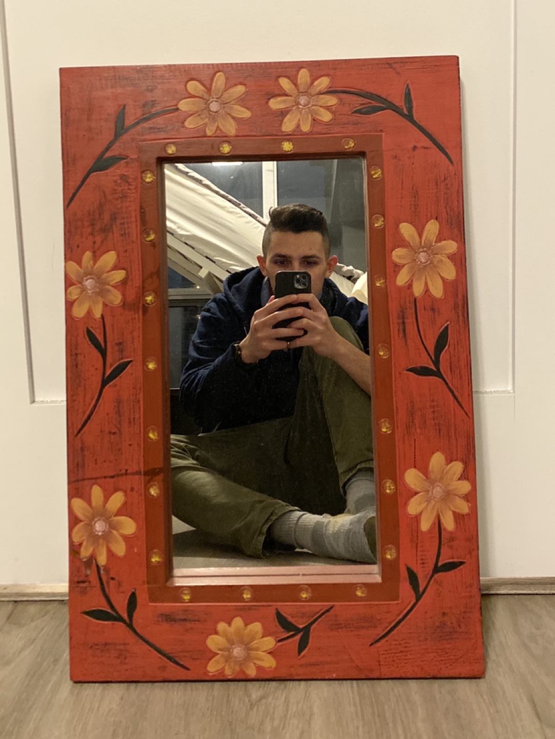 Floral Wooden Framed Mirror thumbnail