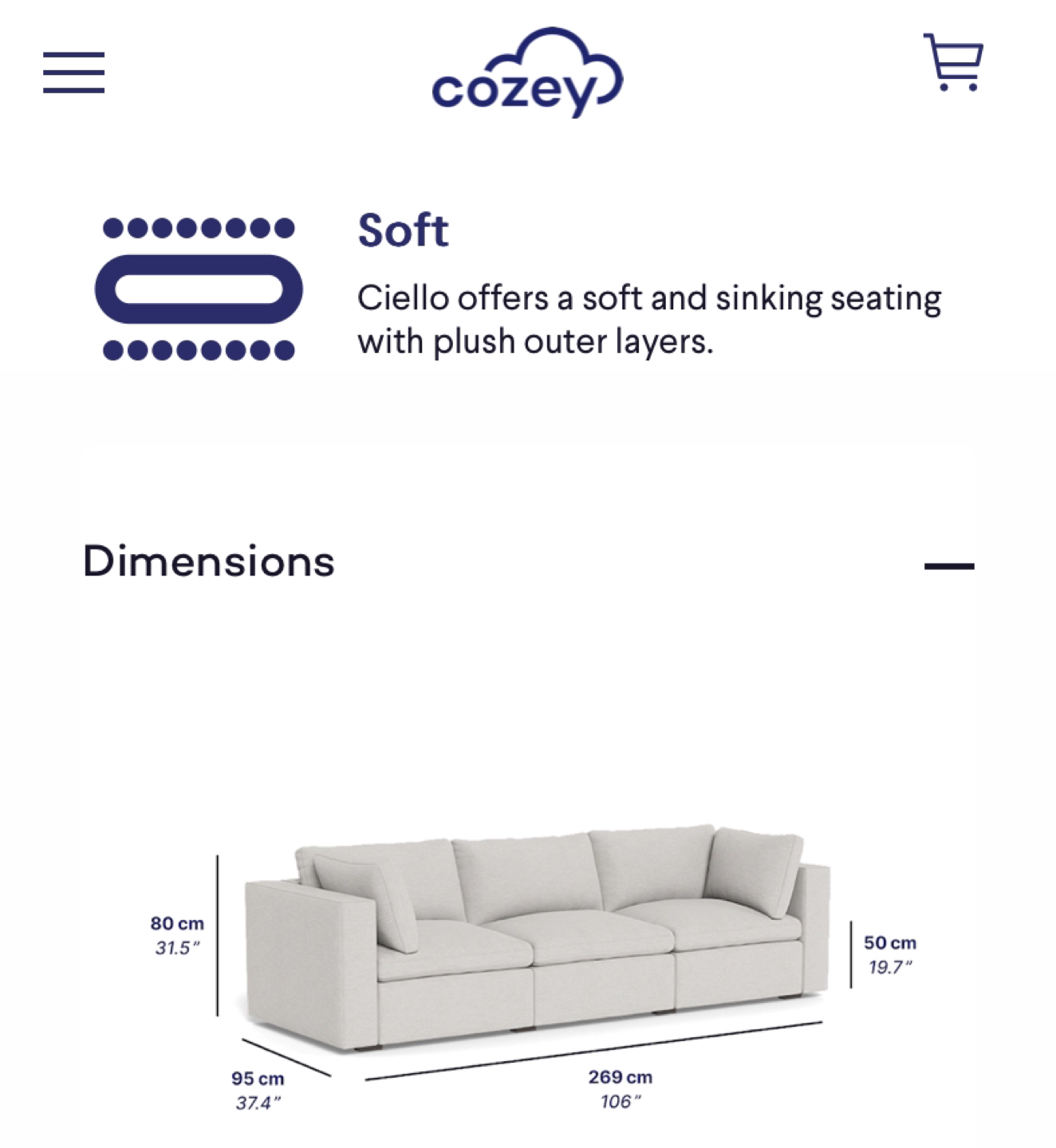 Cozey Modular Couch (3-seater) - The Ciello in Storm Grey - photo 4