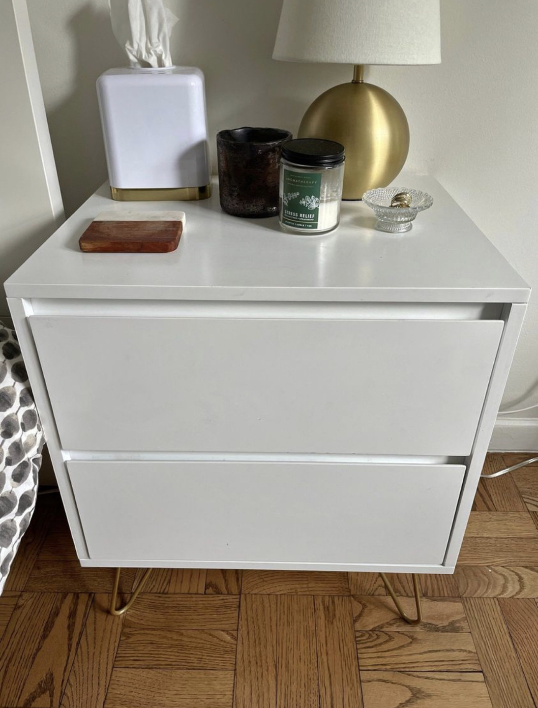 Modern White Nightstands with Gold Legs - photo 2