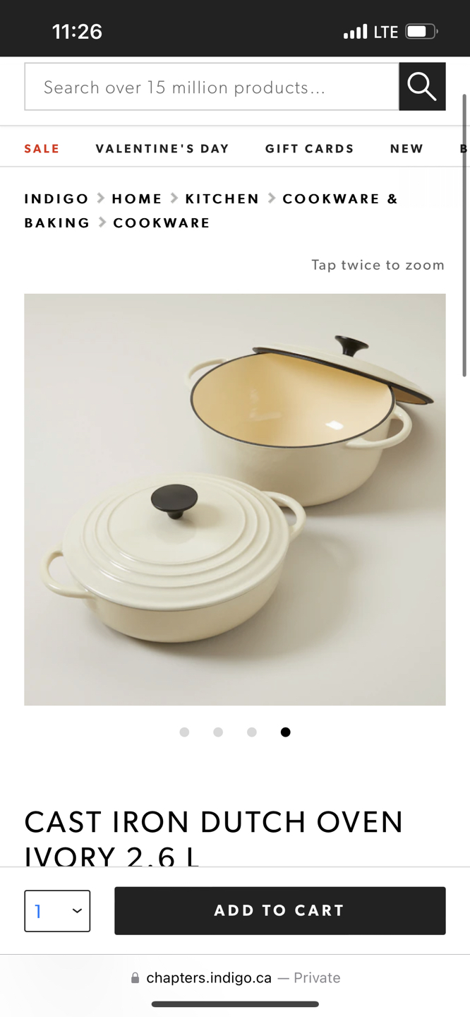 [New] Oui CAST IRON DUTCH OVEN IVORY 2.6 L thumbnail