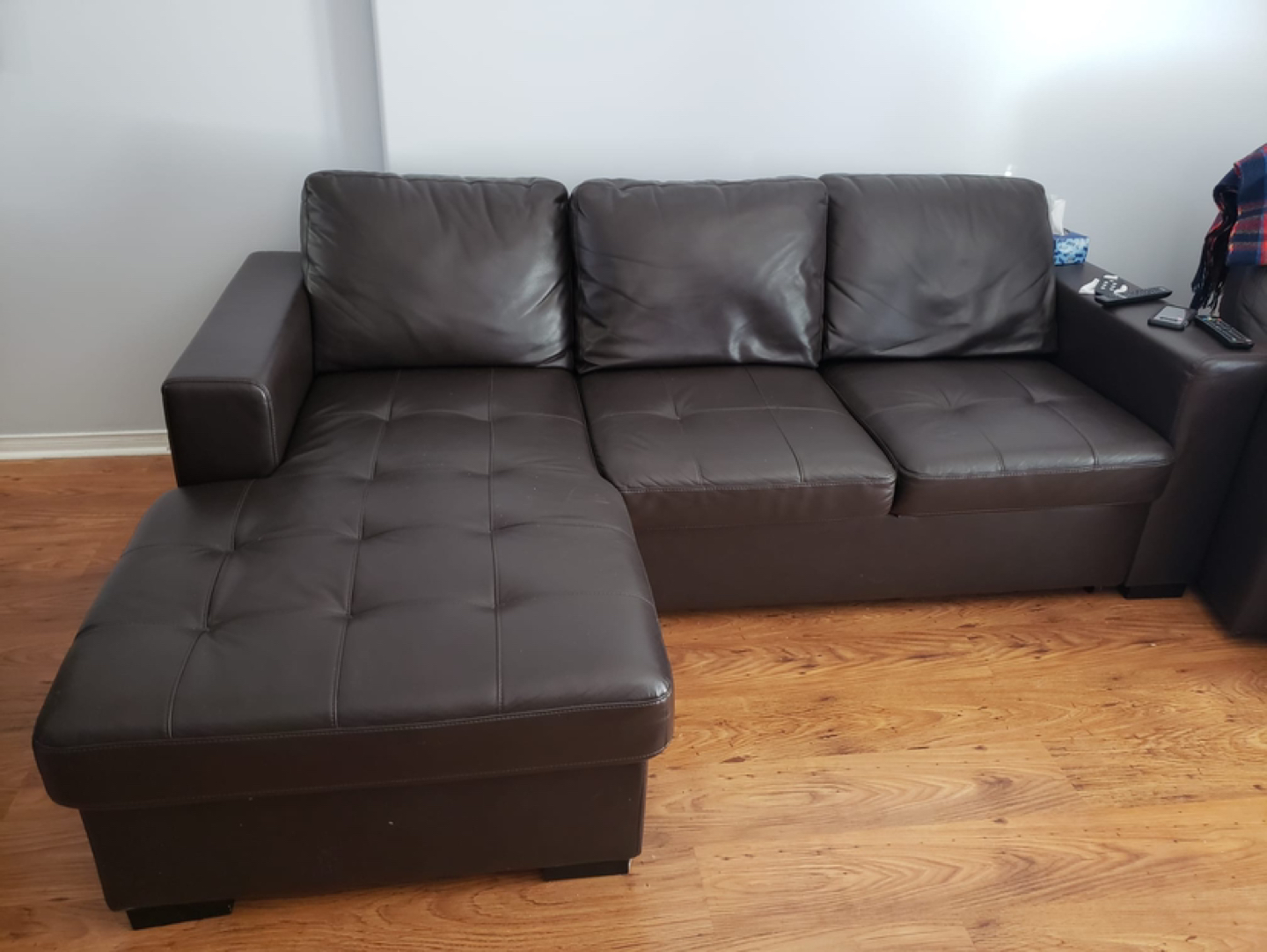 Beautiful Chaise Faux Leather Couch - photo 3