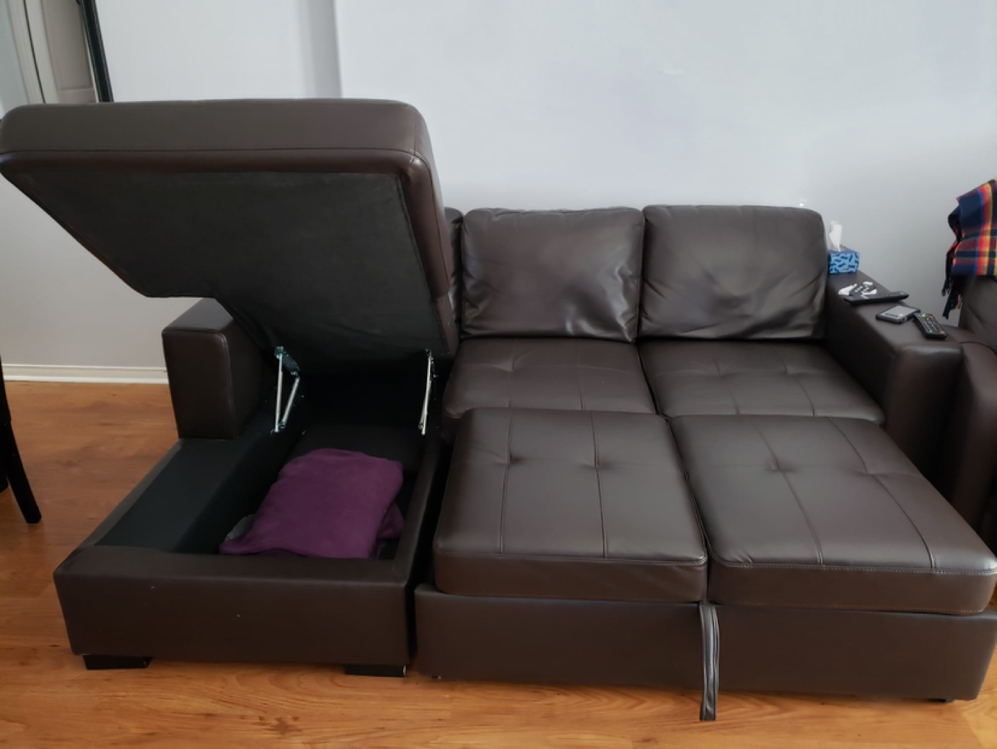 Beautiful Chaise Faux Leather Couch
