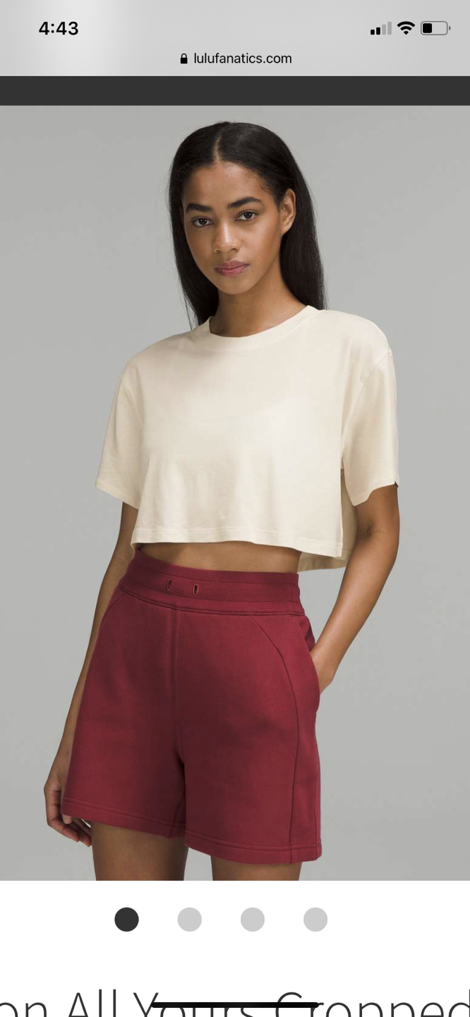 Lululemon all yours tee white opal crop size 8 thumbnail