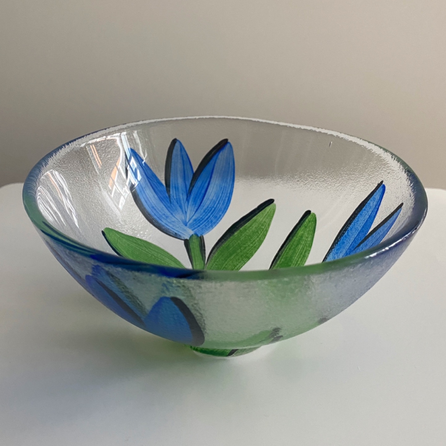 Vintage Swedish Art Glass Painted Bowl thumbnail