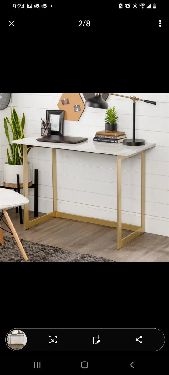 Walker Edison 42 Modern Faux Marble New Computer Desk - White image indicator(2)