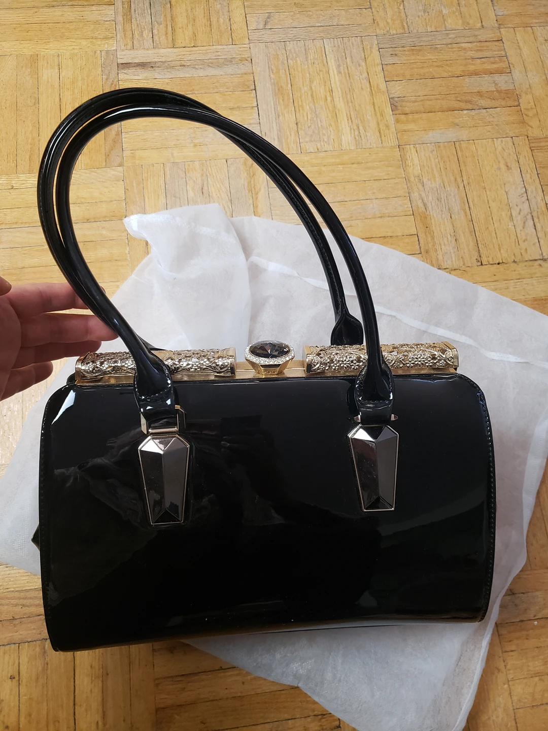 Women's Handbag PU leather Crystal with long strap thumbnail