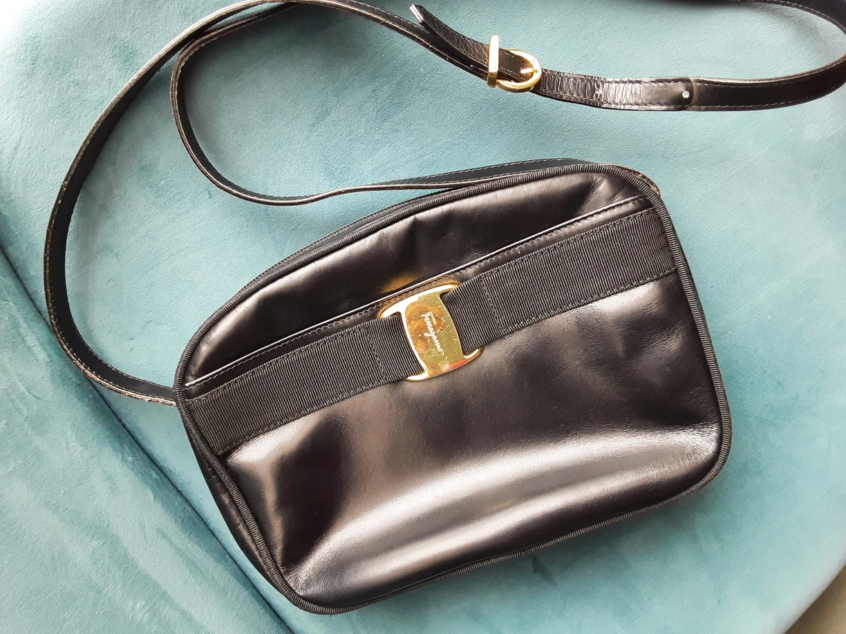 Ferragamo black leather handbag