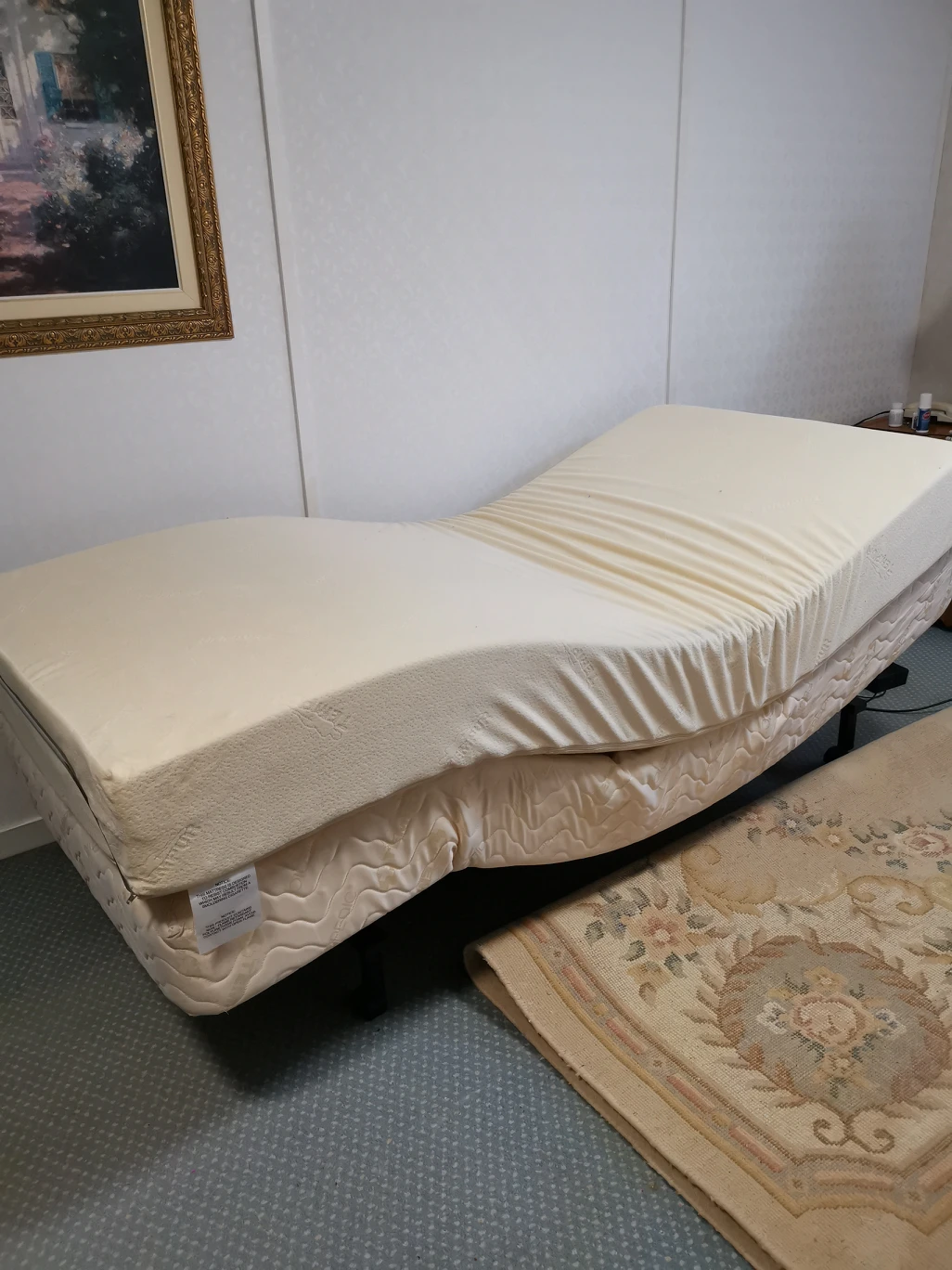 remote control adjustable base with TempurPedic single mattress. thumbnail