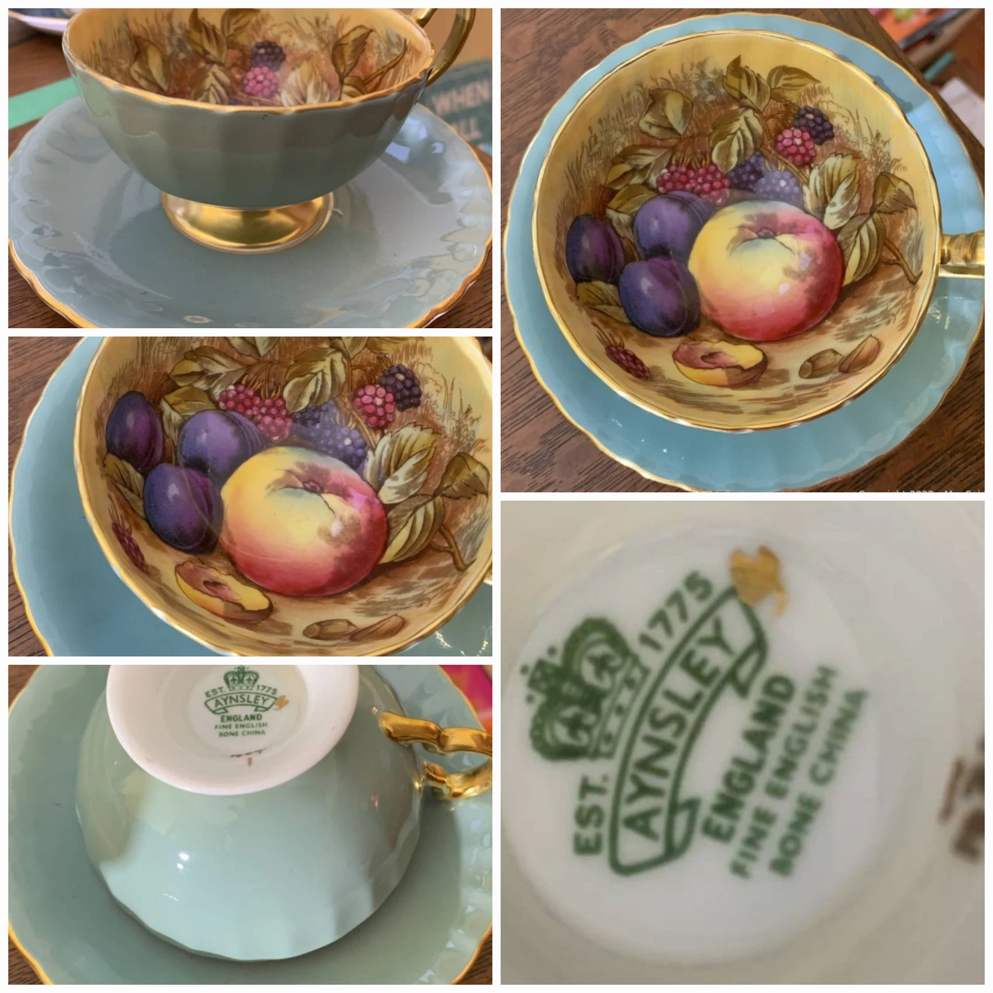 Beautiful  Aynsley Orchard Teacup and Saucer thumbnail