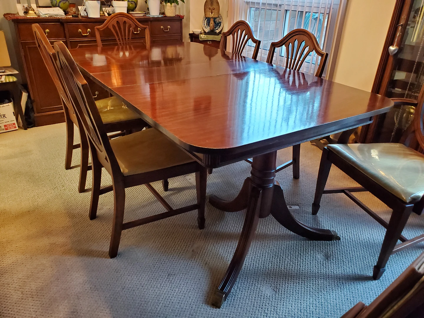 Vintage Dining Room Table with 6 Chairs thumbnail