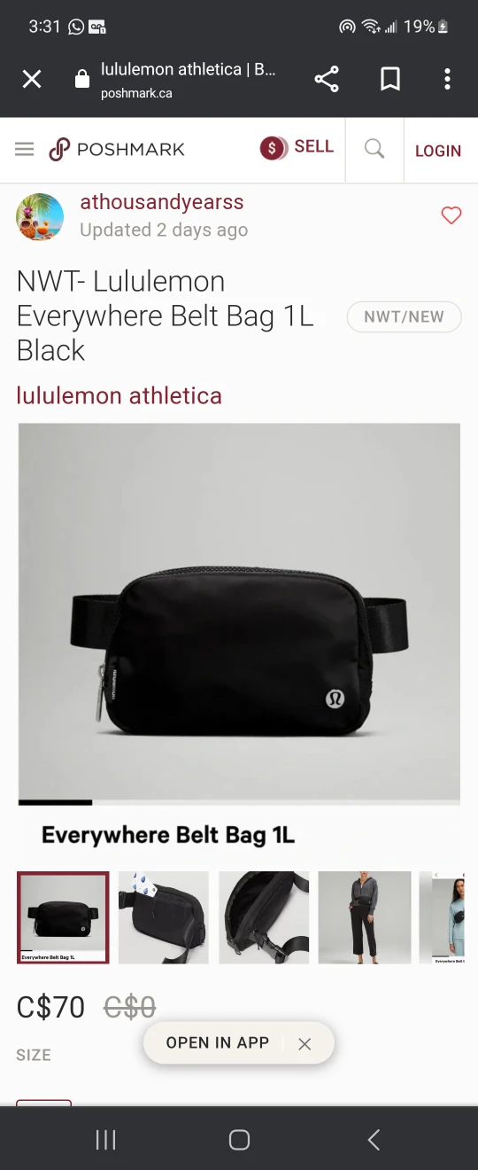 Lululemon black belt bag