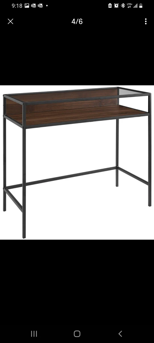 New Walker Edison Trenton Contemporary 2 Tier Glass Desk image indicator(4)