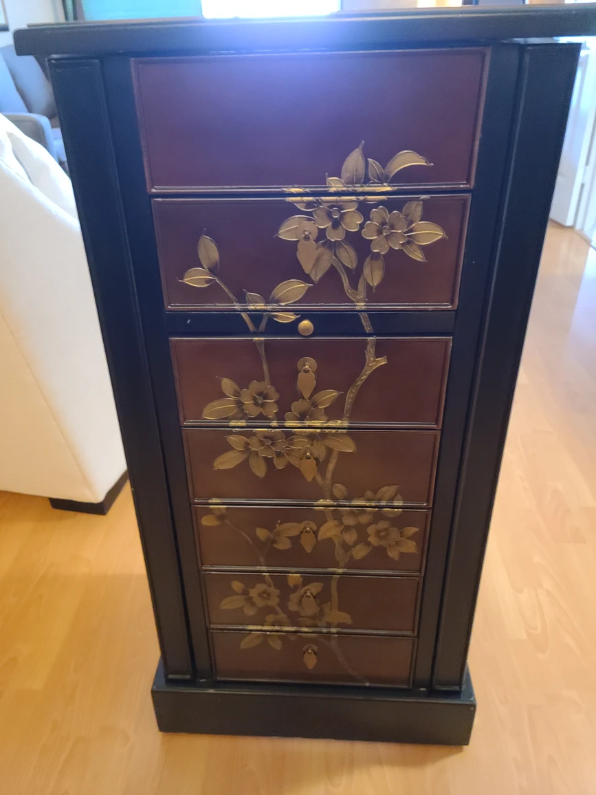 Floor standing,  jewelry box floral pattern