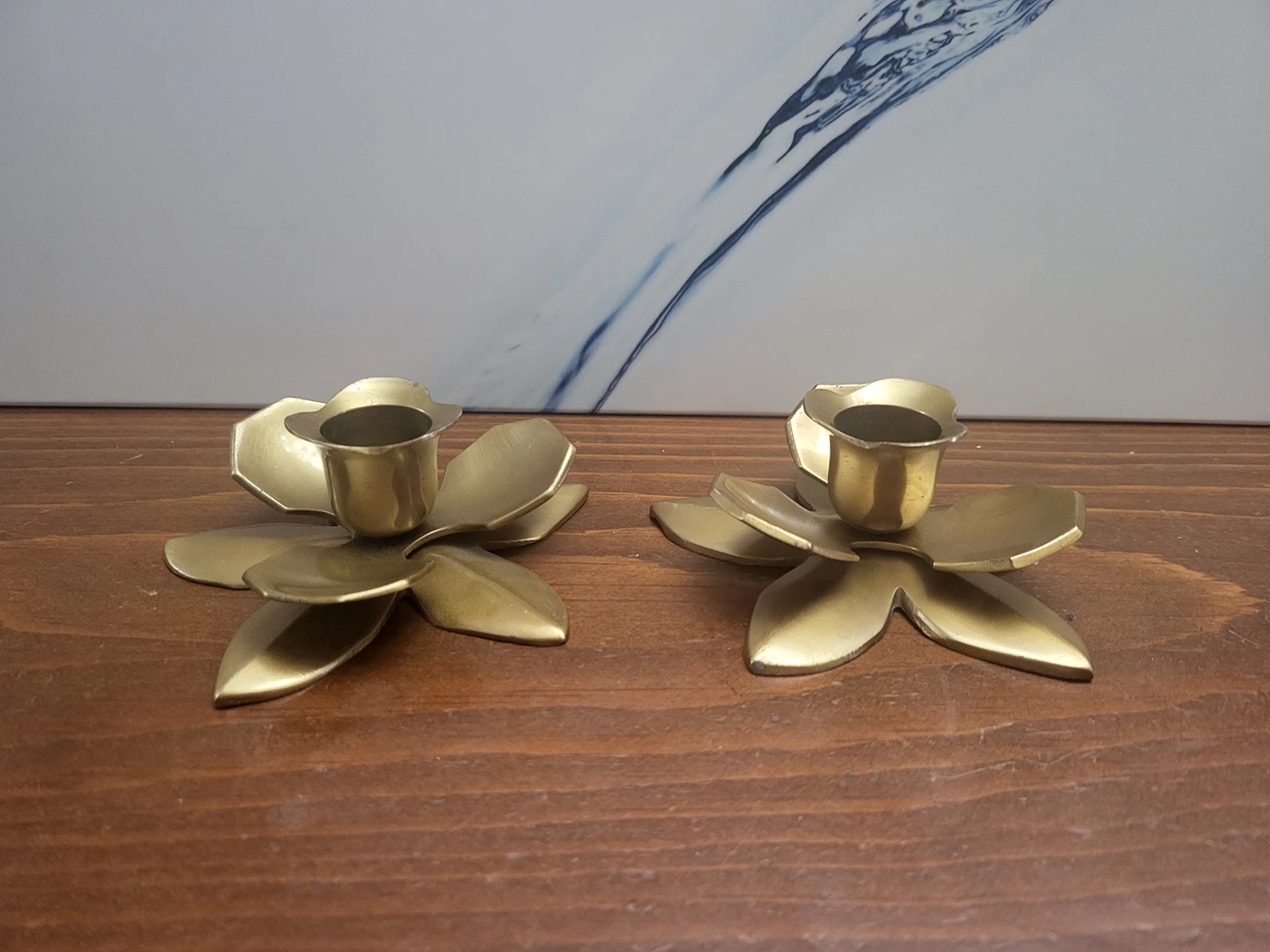 brass flower candle holders thumbnail