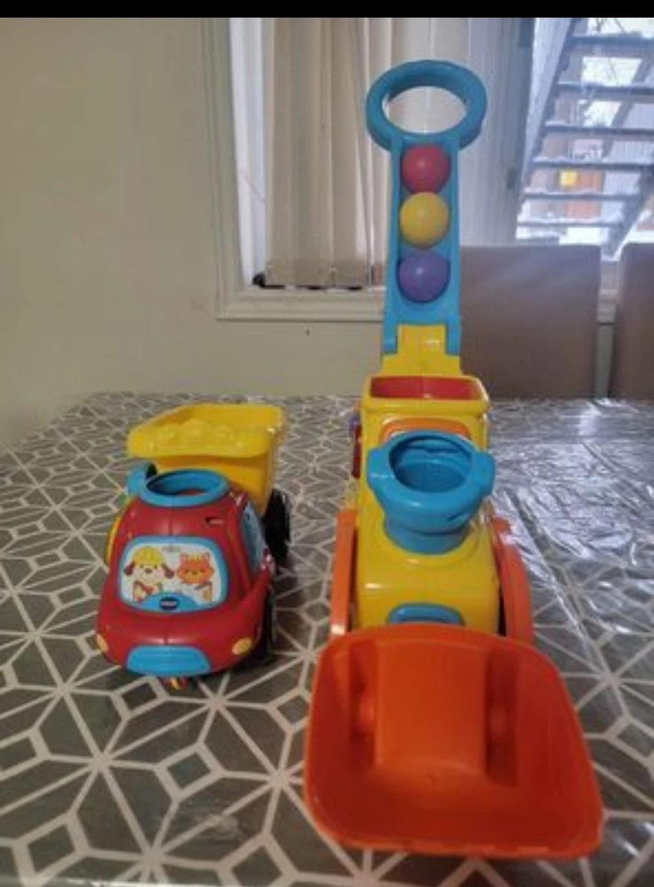 Vtech Push and Pop Bulldozer with a Vtech Drop and go dump truck thumbnail